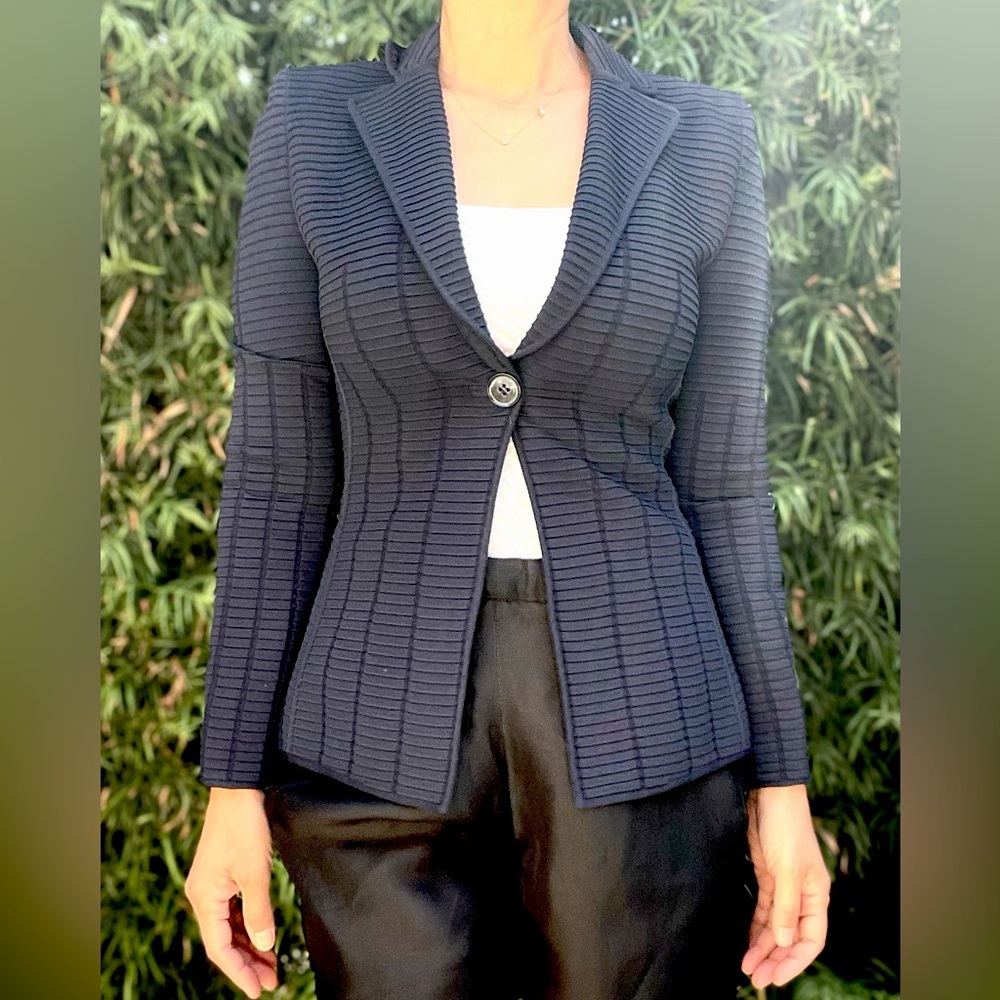 Giorgio Armani Ottoman knit blazer size 36 Navy